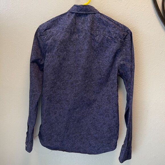 Cactus New York Mens Slim Fit Blue Button-Up Shirt On The Road Travellers S - Picture 2 of 16